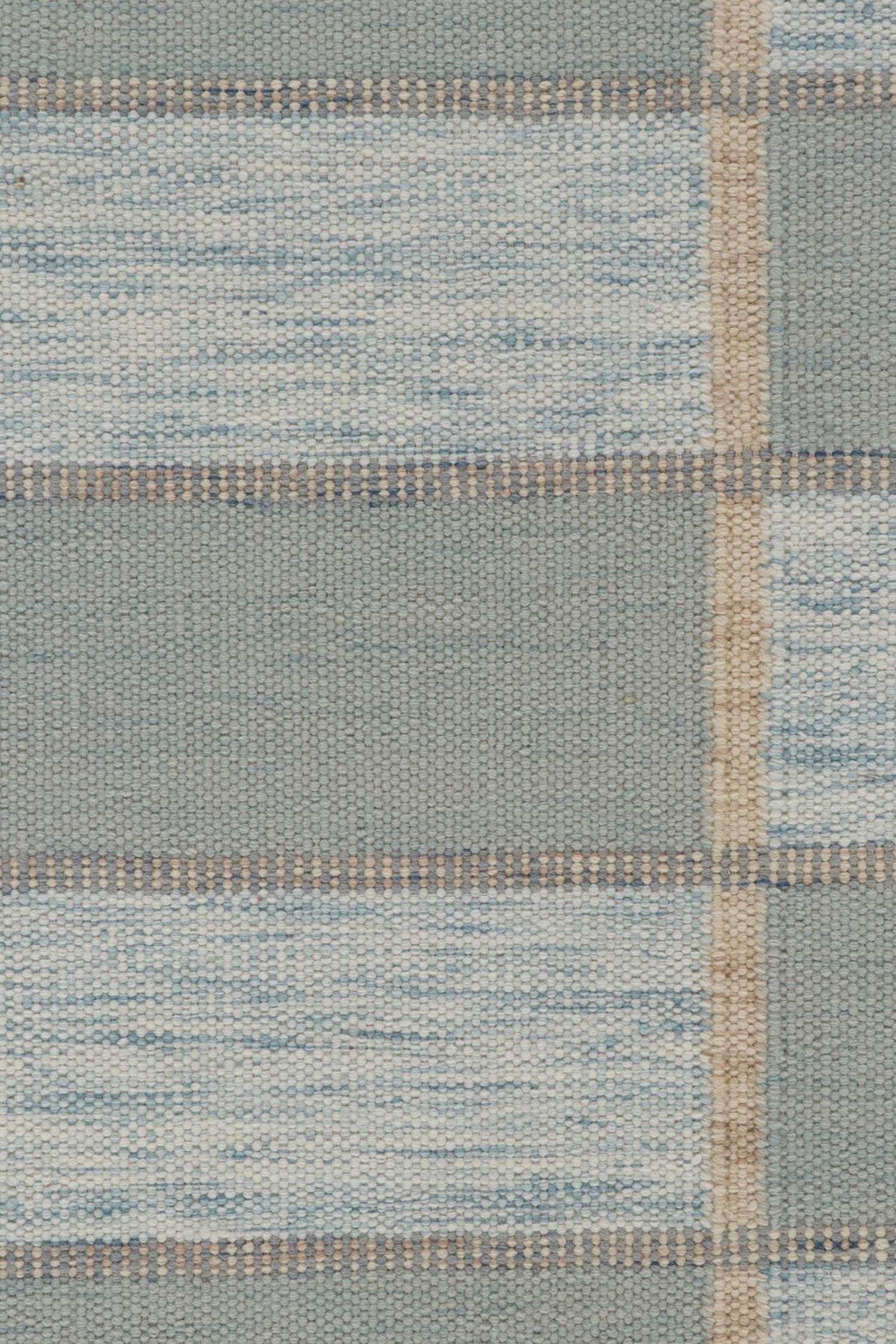 Scandinavian Style Kilim Runner in Blue & White Geometric Pattern by Rug & Kilim In New Condition In Long Island City, NY