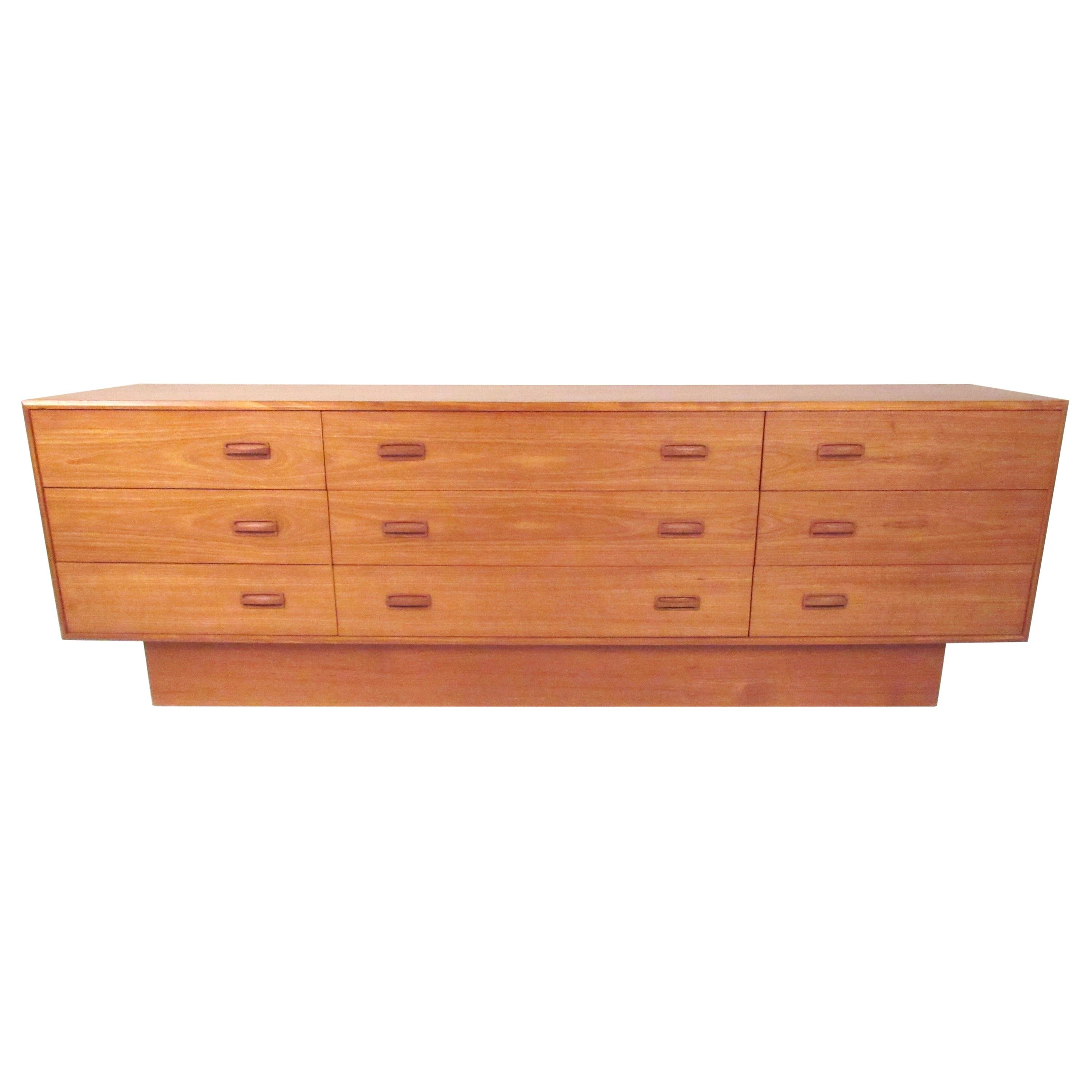 Scandinavian Style Nine-Drawer Teak Dresser