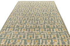 Scandinavian Style Pile Rug in Blue and Yellow Pattern by Rug & Kilim
