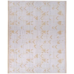 Scandinavian Style Pile Rug Swedish White and Gold-Brown Pattern by Rug & Kilim