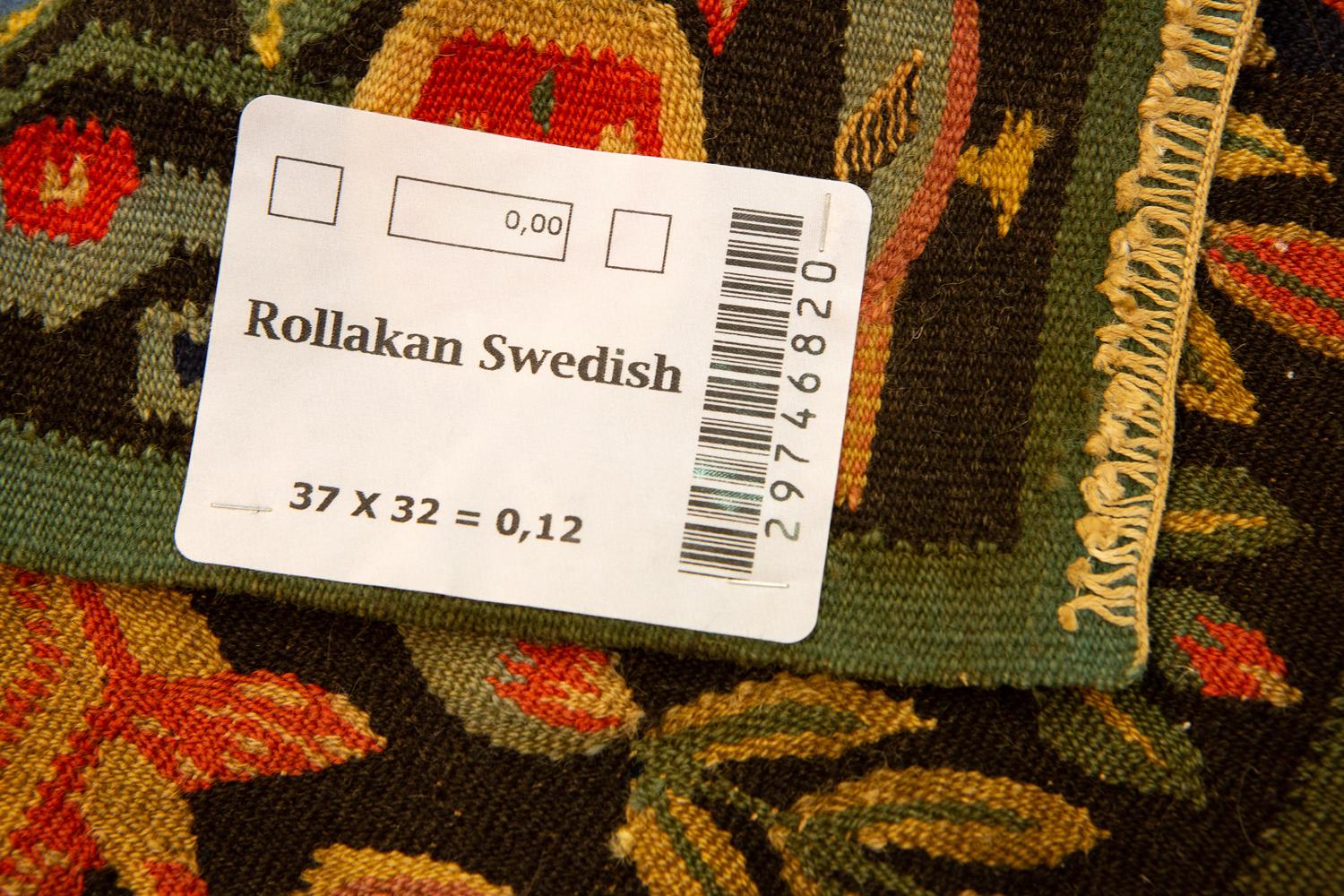 Hand-Crafted Scandinavian Style Rollakan Bird-Design Textile  Nordic Style For Sale