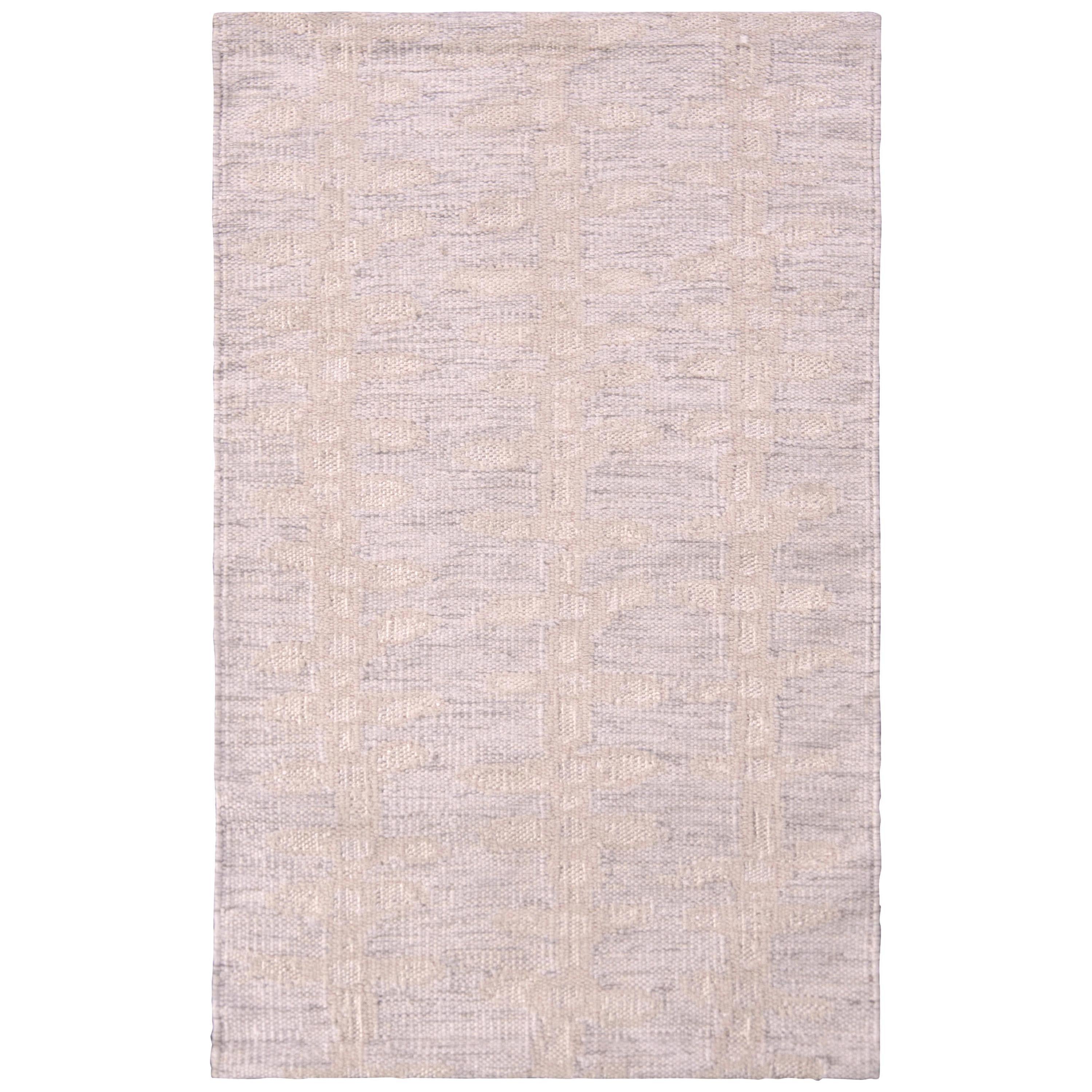 Rug & Kilim's Scandinavian Style Rug Geometric Beige and Silver Gray Pattern