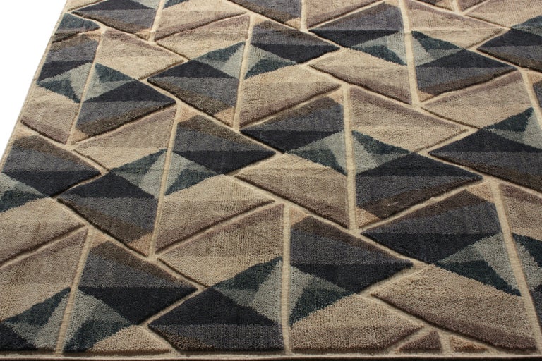 Rug and Kilim's Scandinavian Style Rug Geometric Silver-Gray Blue ...