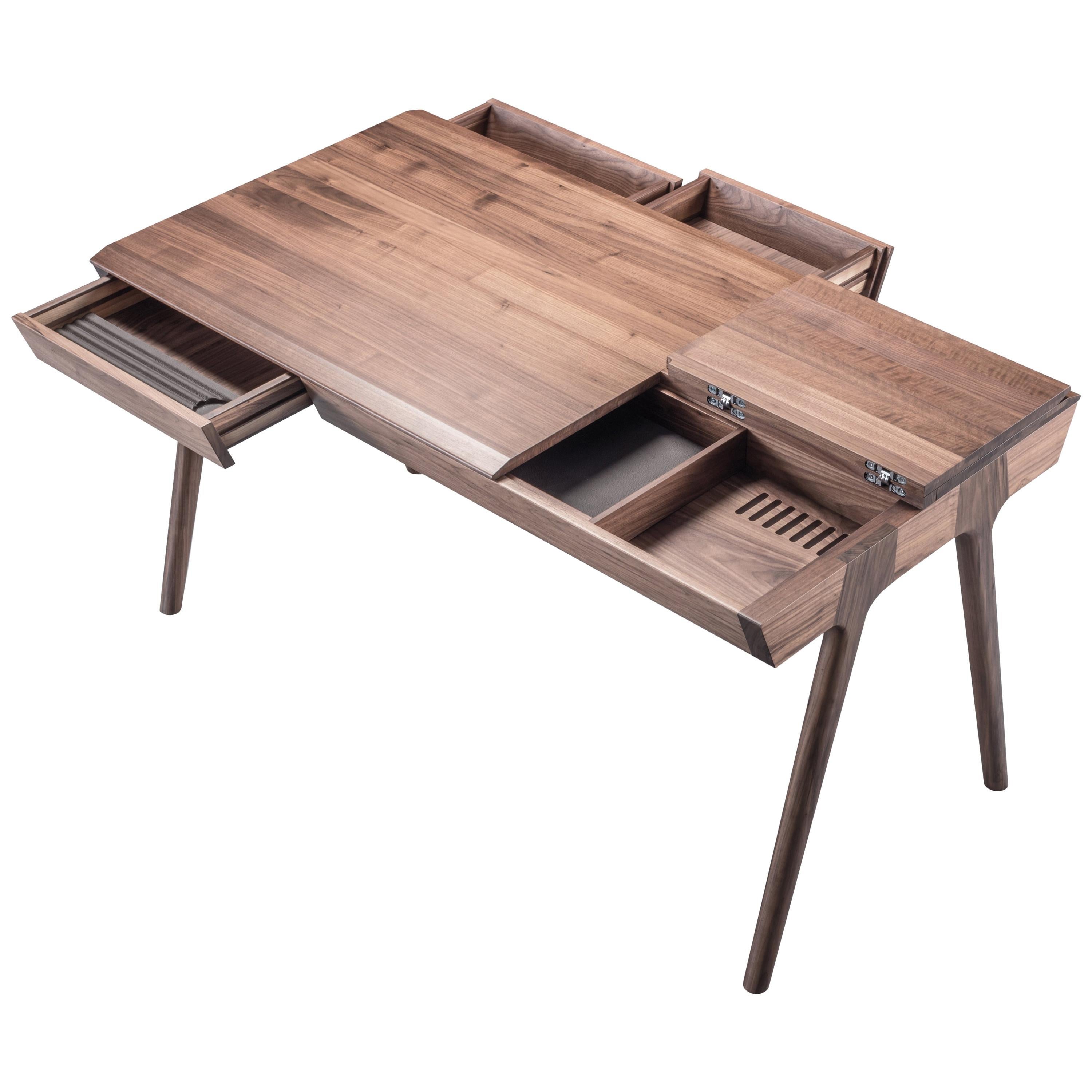 Scandinavian Style Secretary Desk in Walnut