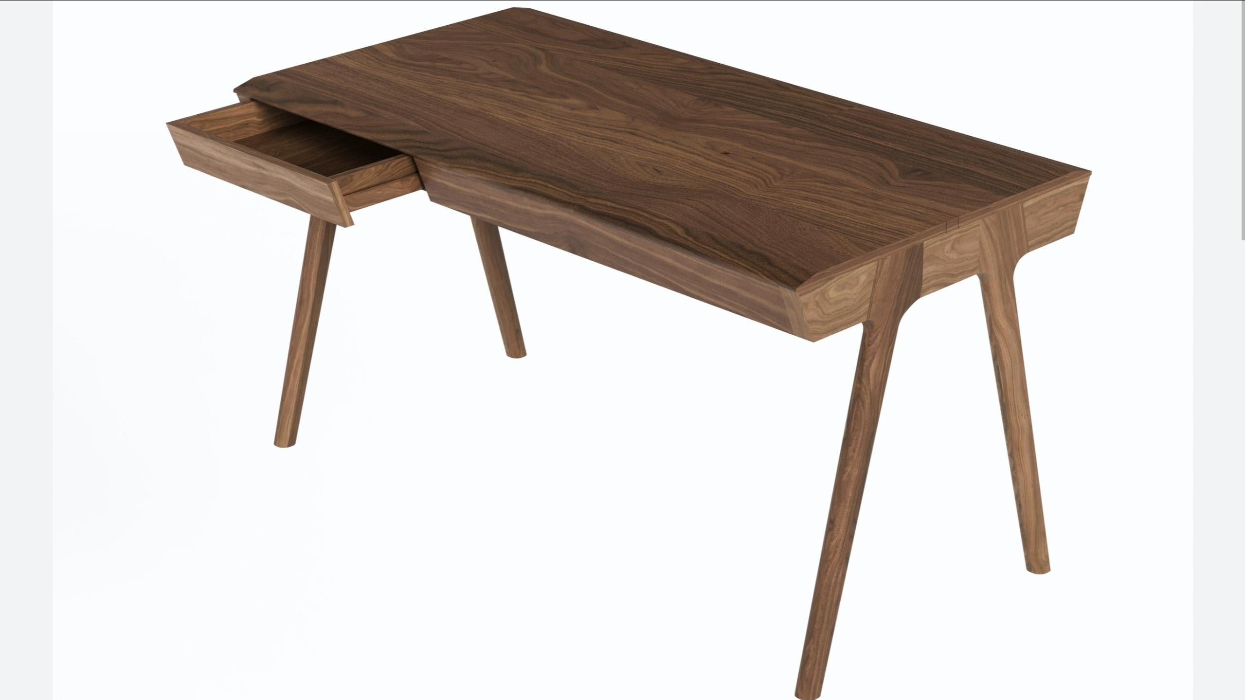 Scandinavian Style Secretary Desk in Walnut  For Sale 7