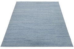 Scandinavian Style Solid Blue Flat Weave Rug - Minimalist & Reversible Design