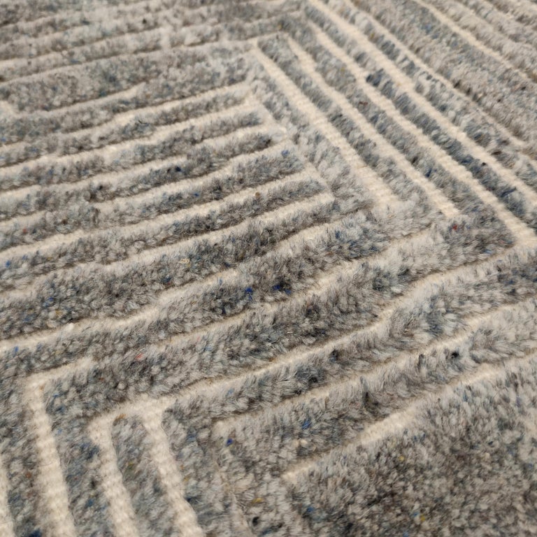 Scandinavian Style Textural Powder Blue Jules Rug by Alberto Levi ...