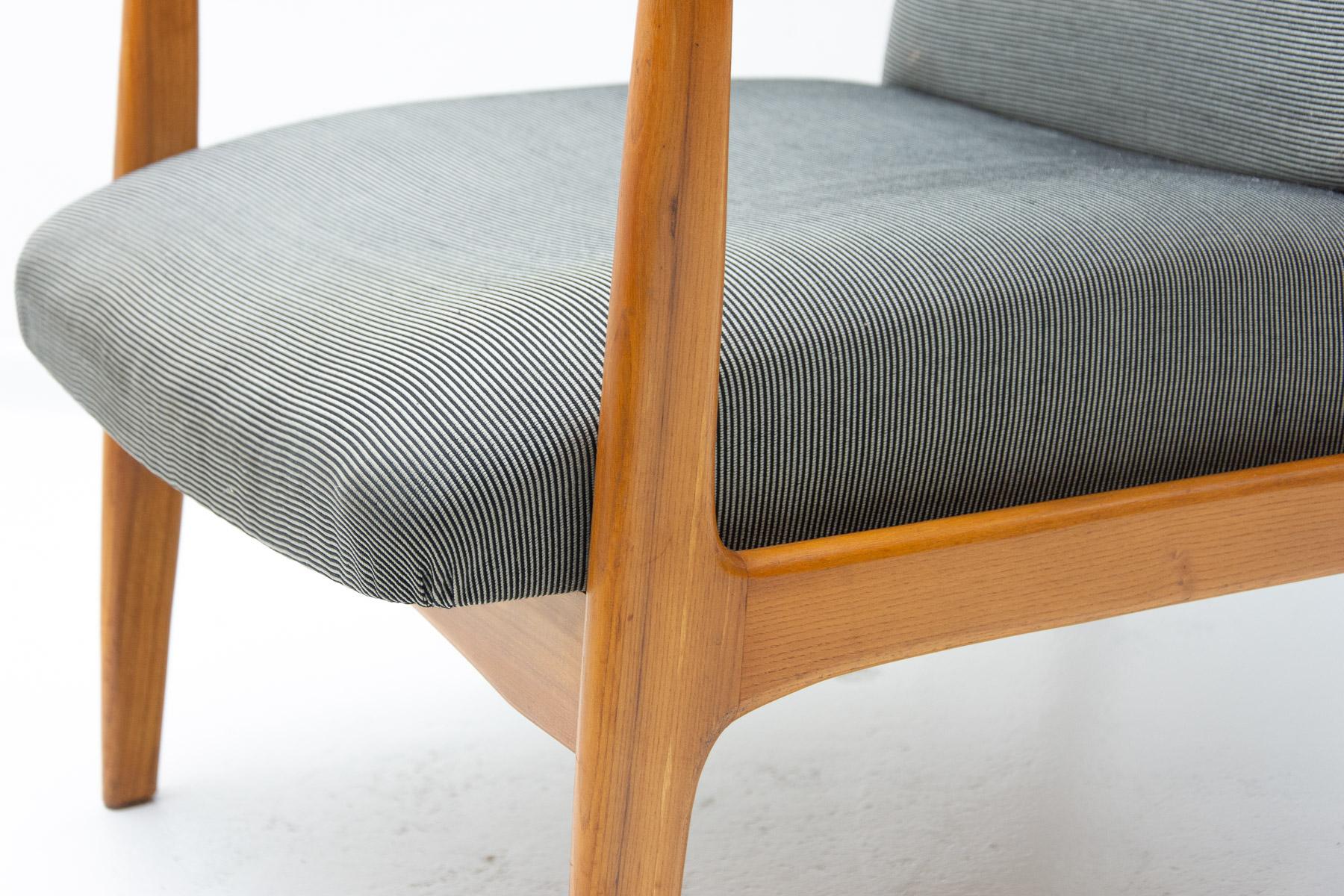 Scandinavian Style Wingback Chair with a Pouffe by Krásna Jizba, 1960s 3