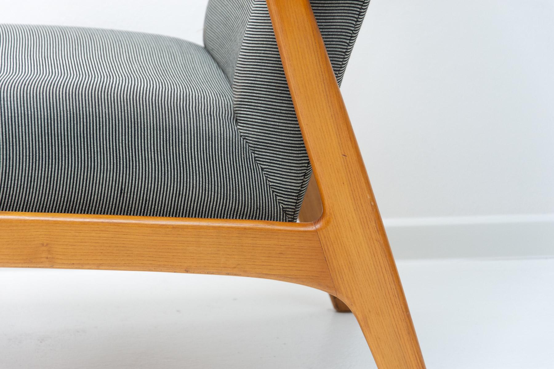 Scandinavian Style Wingback Chair with a Pouffe by Krásna Jizba, 1960s 4