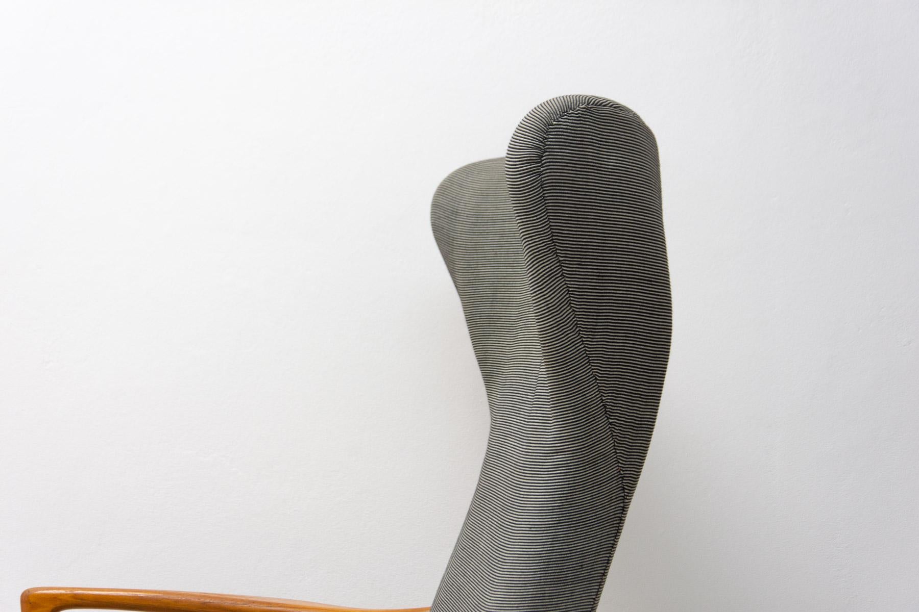 Scandinavian Style Wingback Chair with a Pouffe by Krásna Jizba, 1960s 5