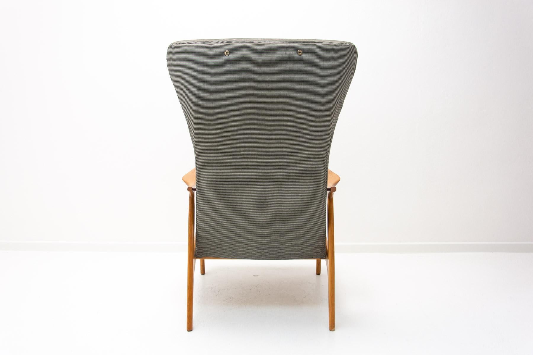 Scandinavian Style Wingback Chair with a Pouffe by Krásna Jizba, 1960s 6