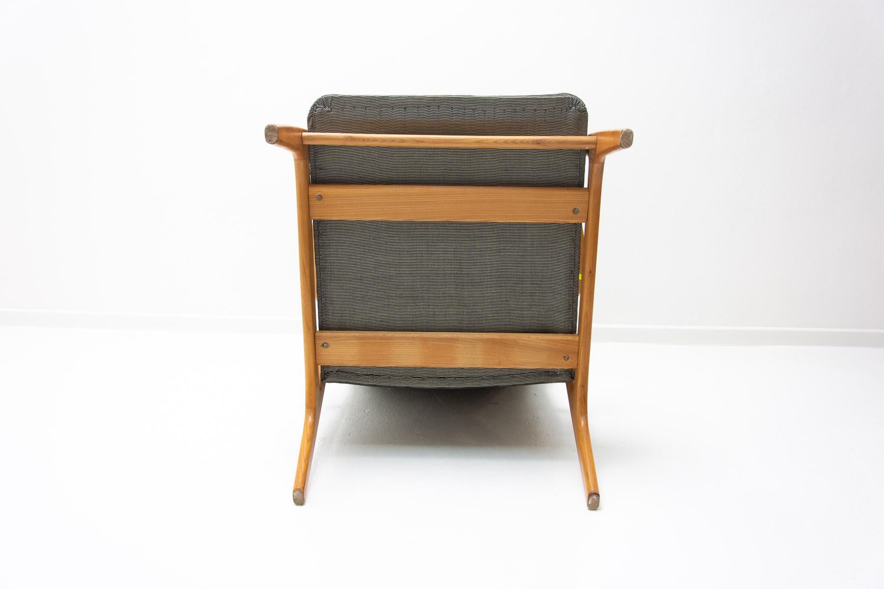 Scandinavian Style Wingback Chair with a Pouffe by Krásna Jizba, 1960s 8