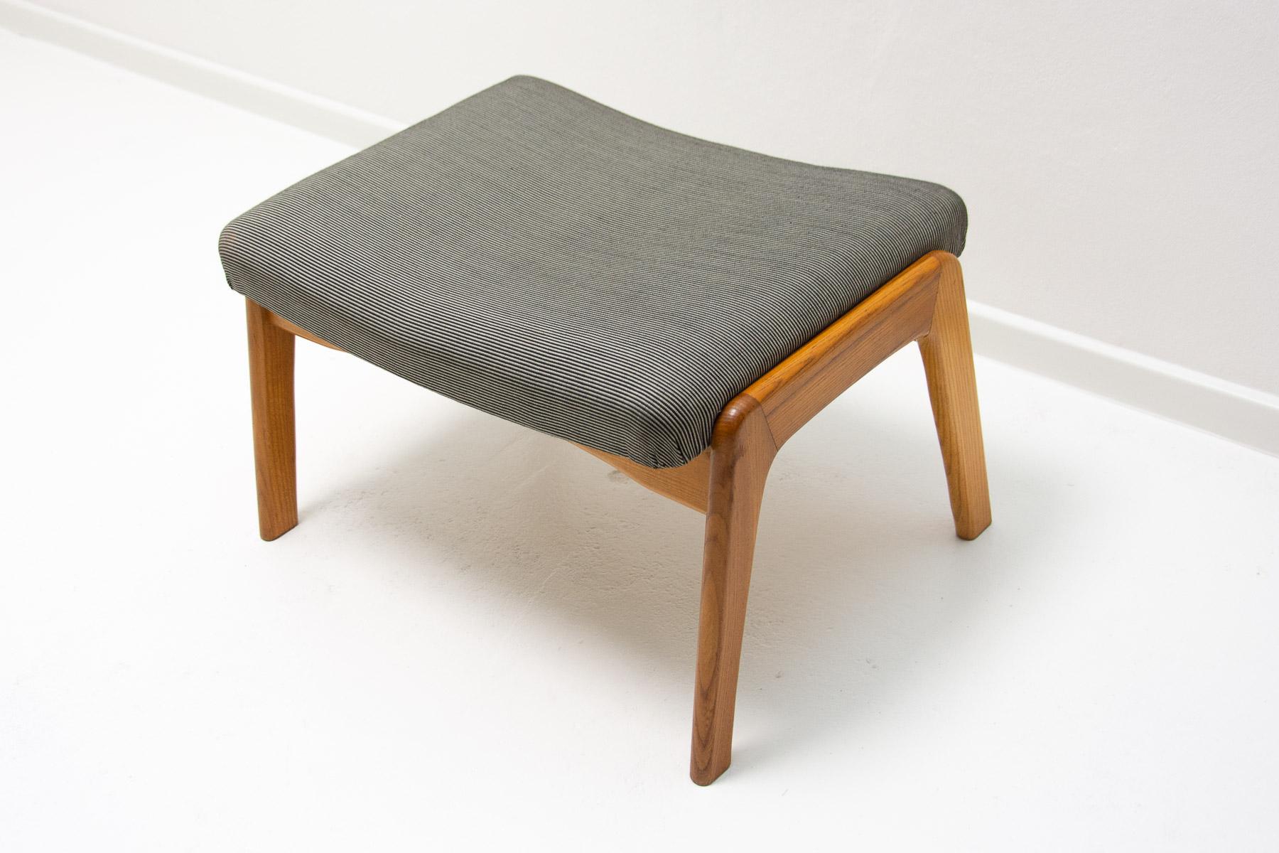 Scandinavian Style Wingback Chair with a Pouffe by Krásna Jizba, 1960s 10
