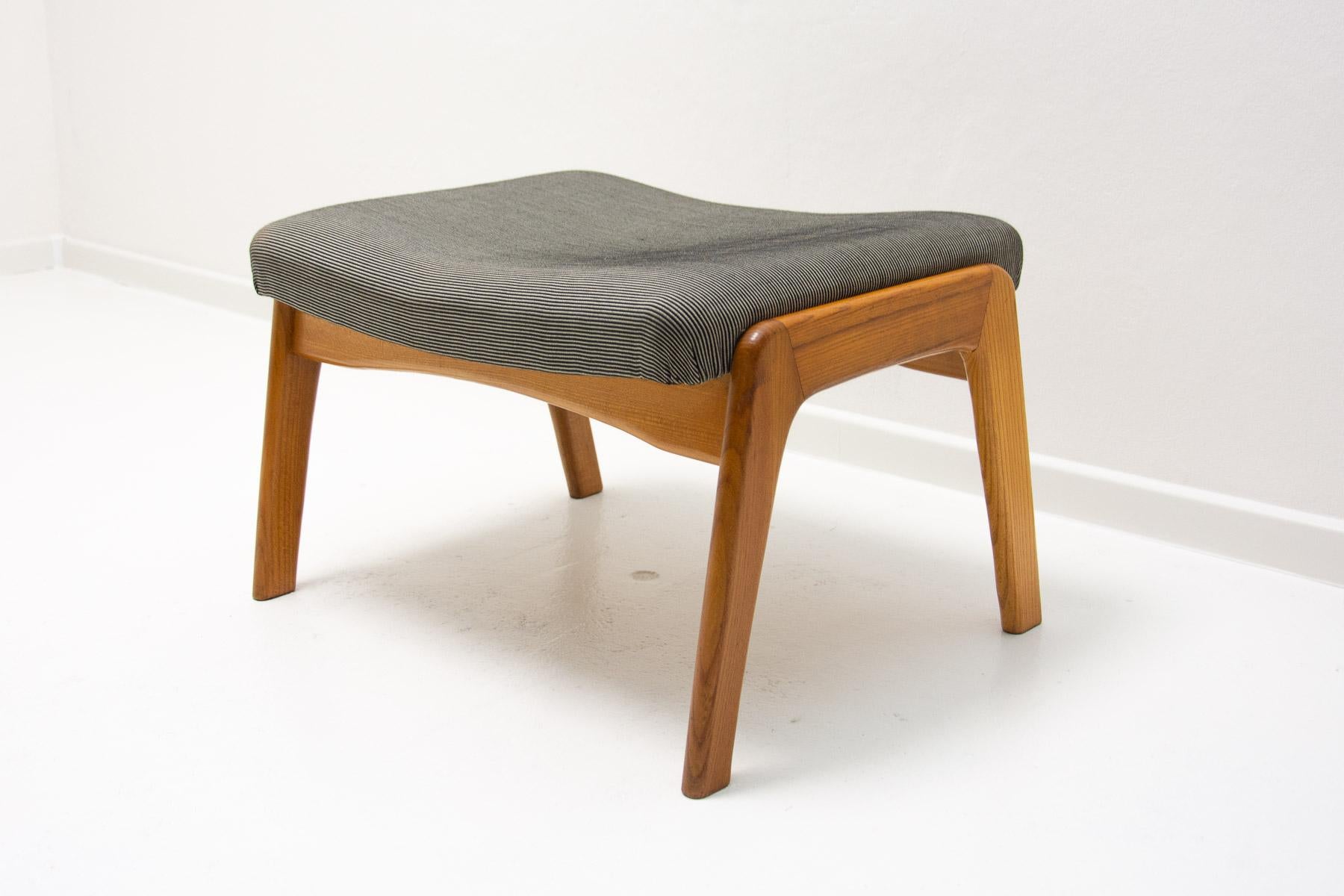 Scandinavian Style Wingback Chair with a Pouffe by Krásna Jizba, 1960s 11