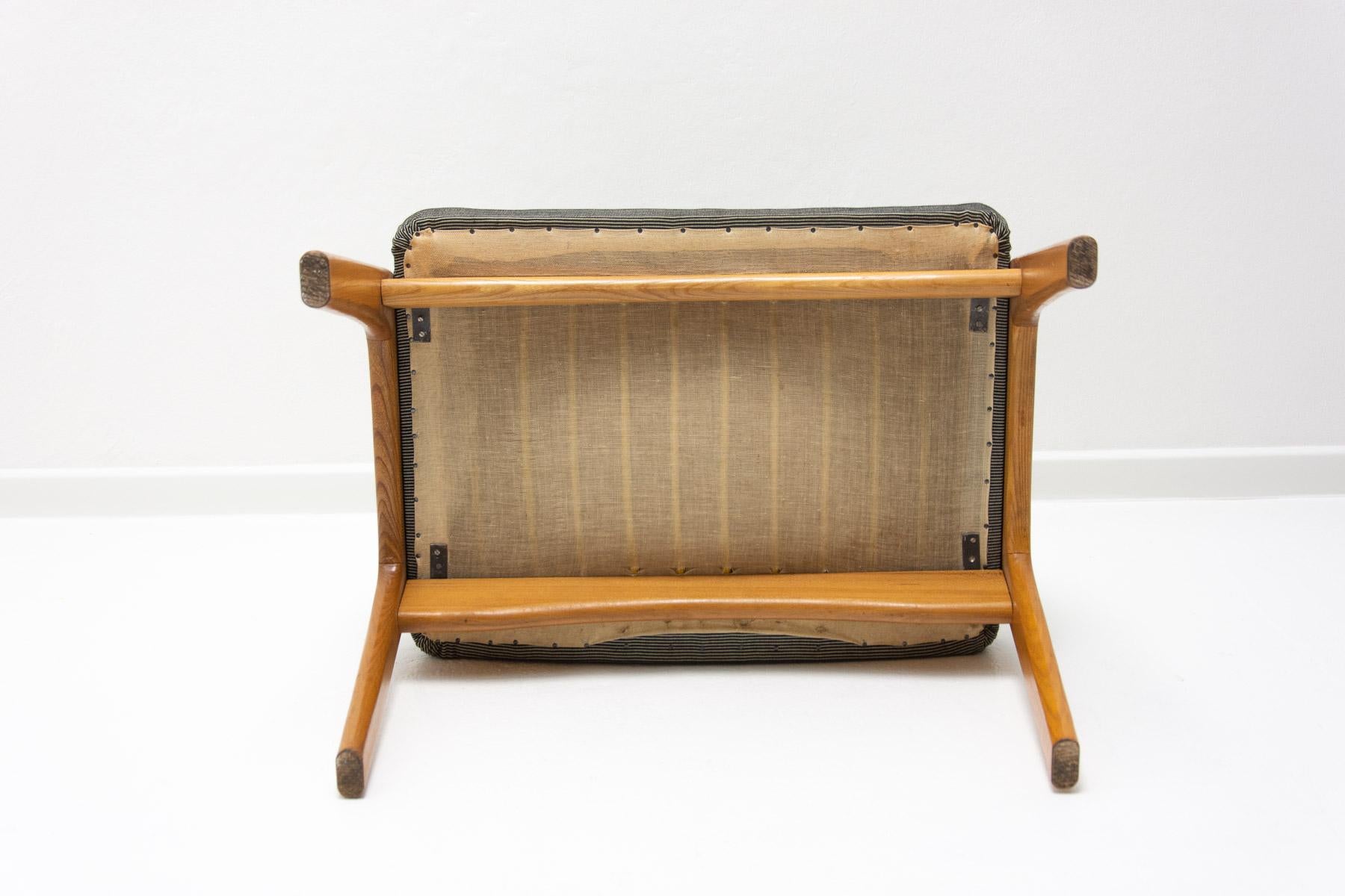 Scandinavian Style Wingback Chair with a Pouffe by Krásna Jizba, 1960s 13