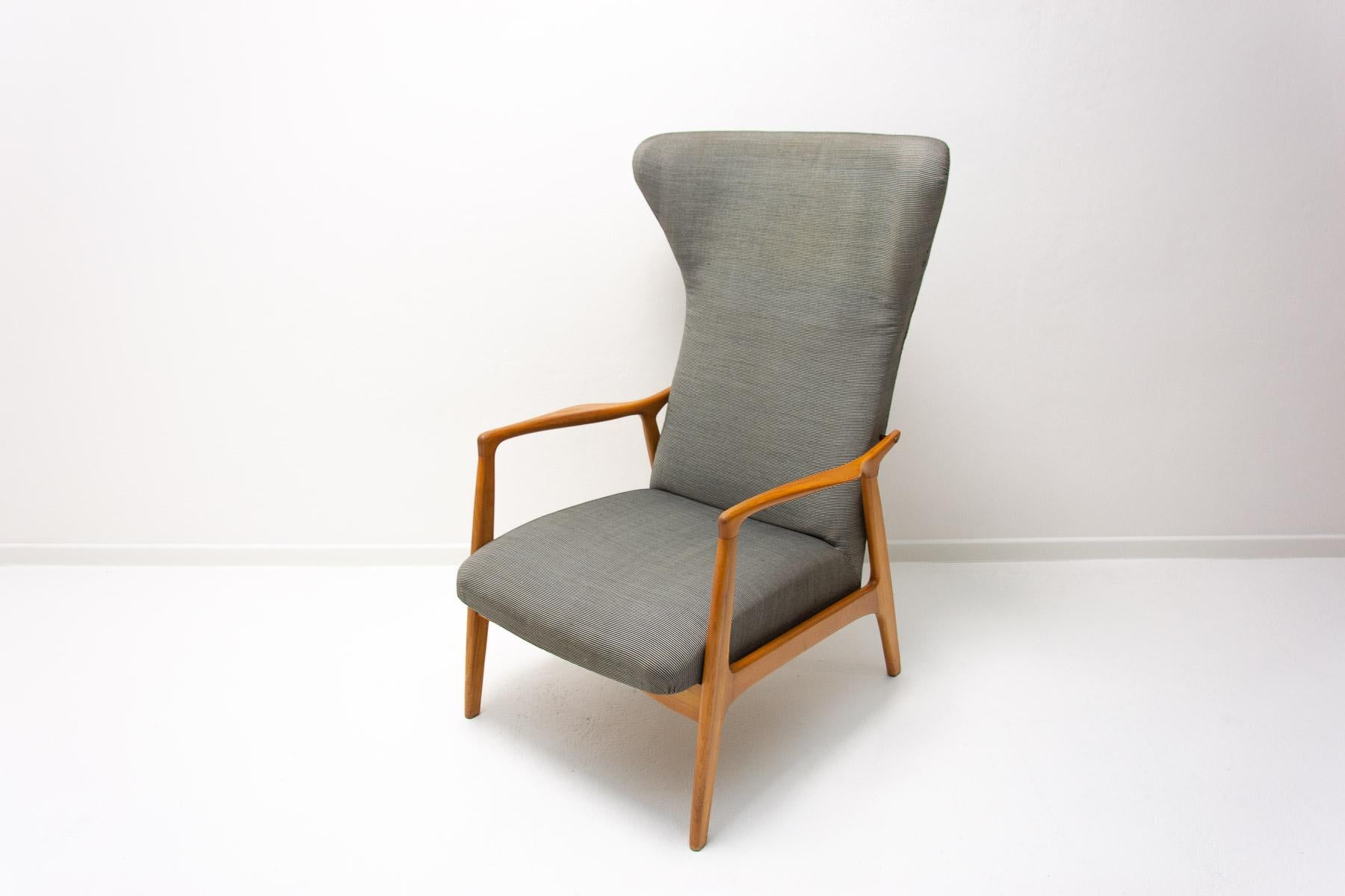 20th Century Scandinavian Style Wingback Chair with a Pouffe by Krásna Jizba, 1960s