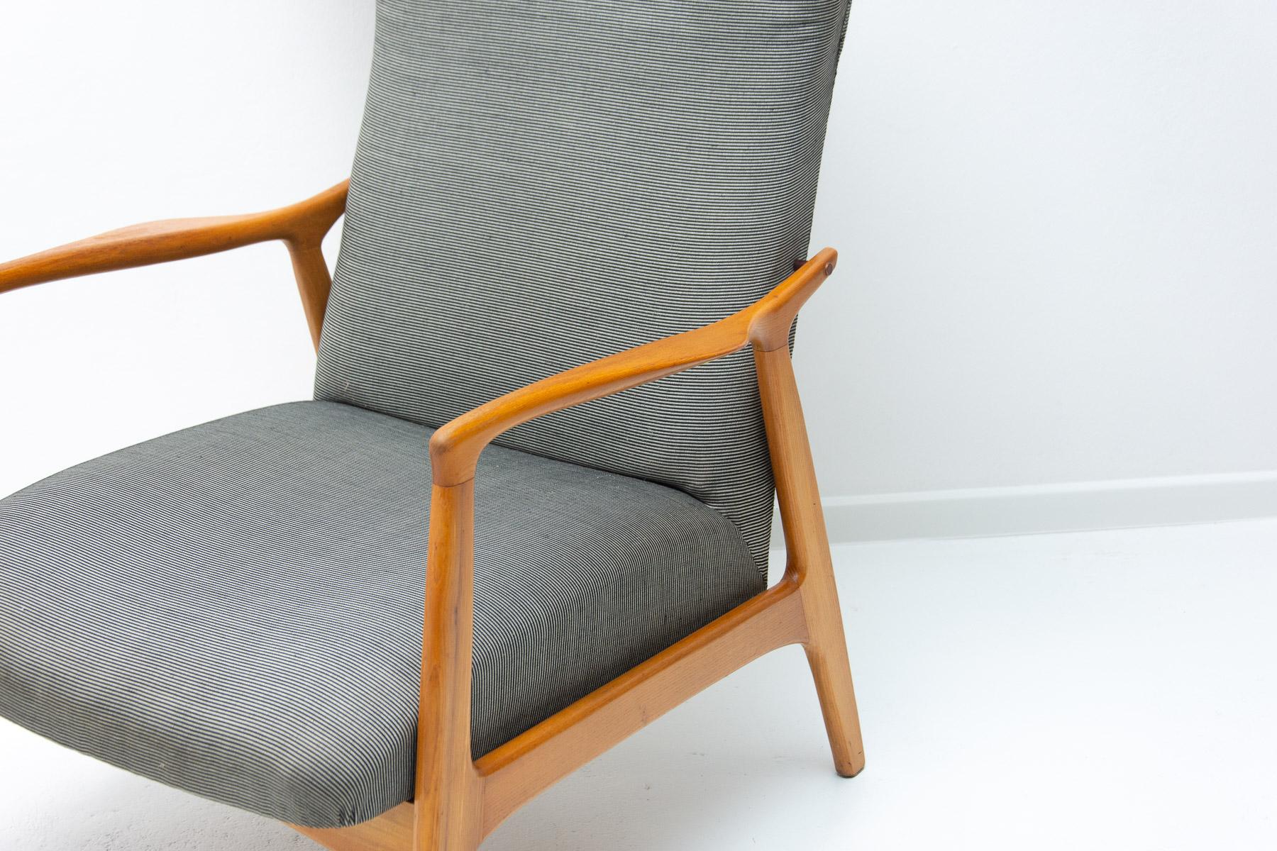 Scandinavian Style Wingback Chair with a Pouffe by Krásna Jizba, 1960s 1