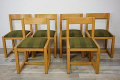 Scandinavian Style Wooden and Fabric Set of 6 Dining Chairs