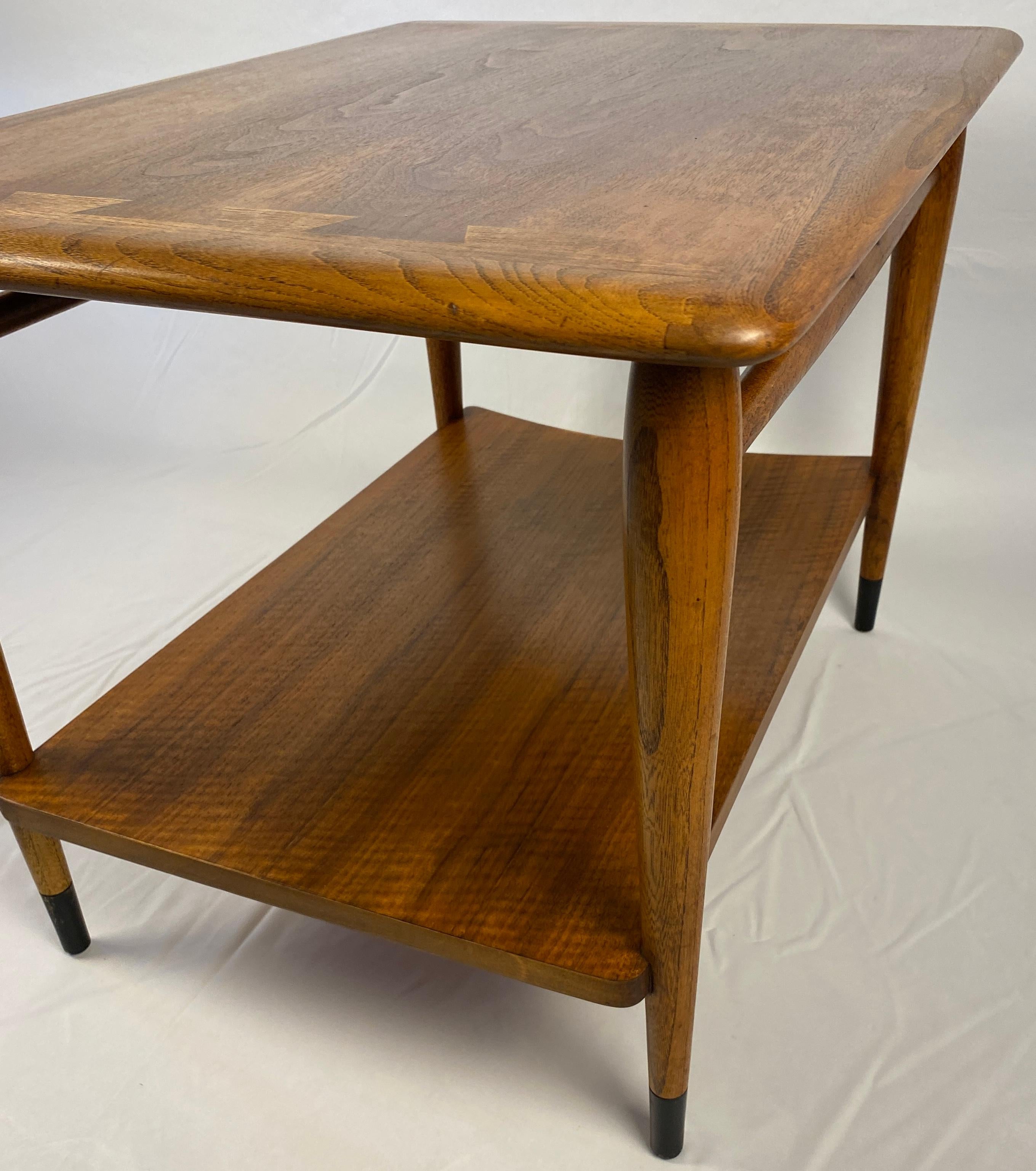 Mid-Century Modern Scandinavian Style Wooden Coffee Table or End Table with Bottom Shelf For Sale