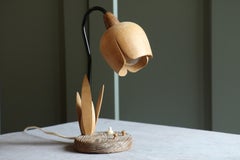 Scandinavian Style Wooden Tulip Table Lamp, Handcrafted Mid-20th Century