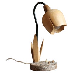 Scandinavian Style Wooden Tulip Table Lamp, Handcrafted Mid-20th Century