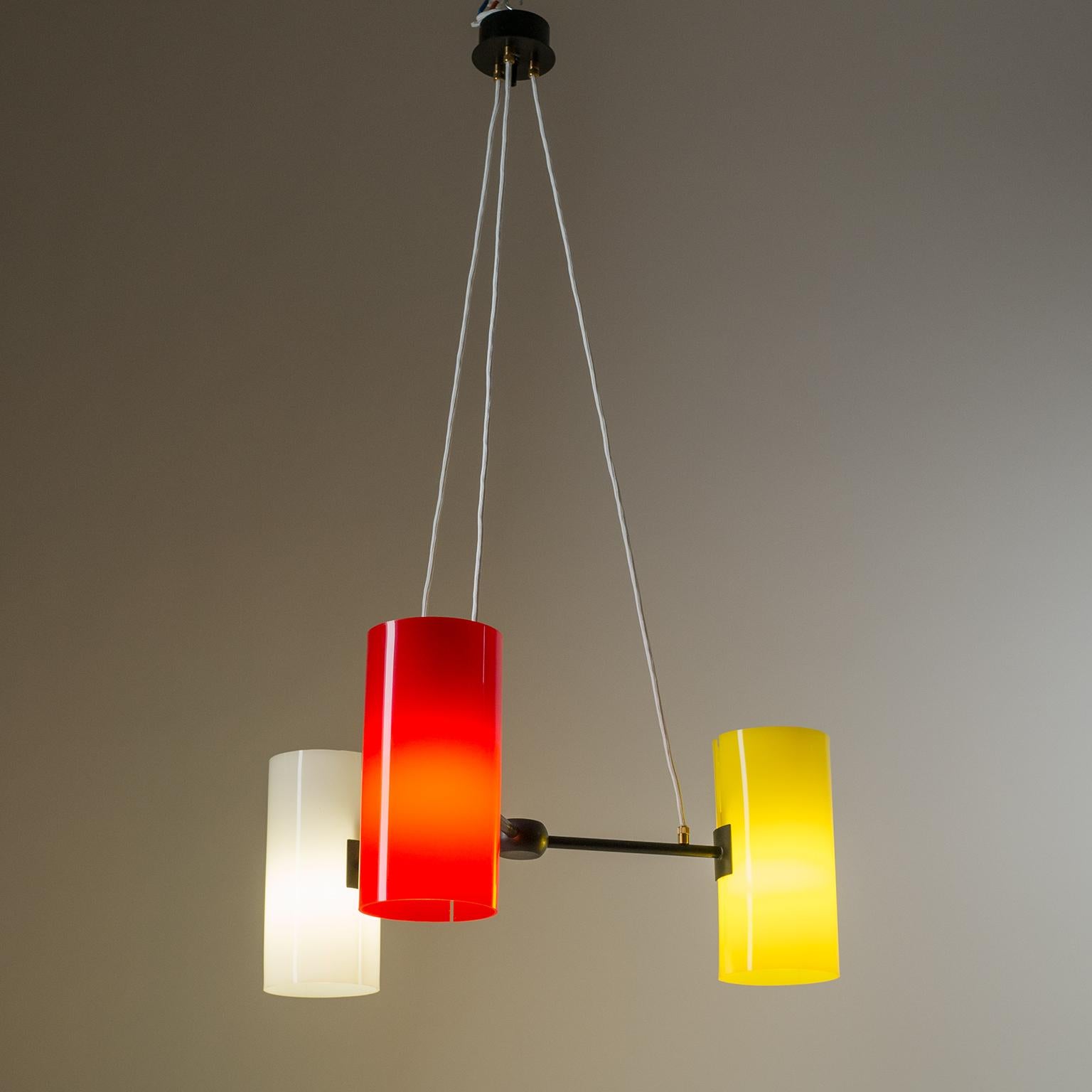 Scandinavian Suspension Light, 1960s, Red, Yellow and White For Sale 5