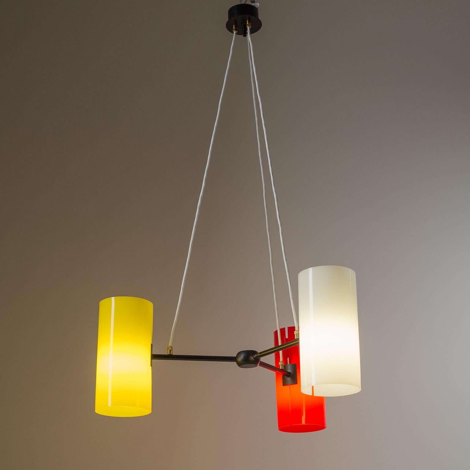 Scandinavian Modern Scandinavian Suspension Light, 1960s, Red, Yellow and White For Sale