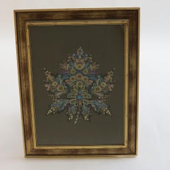 Scandinavian Swedish 1960s Wall Hanging Crewel Picture Wall Art Blue Green