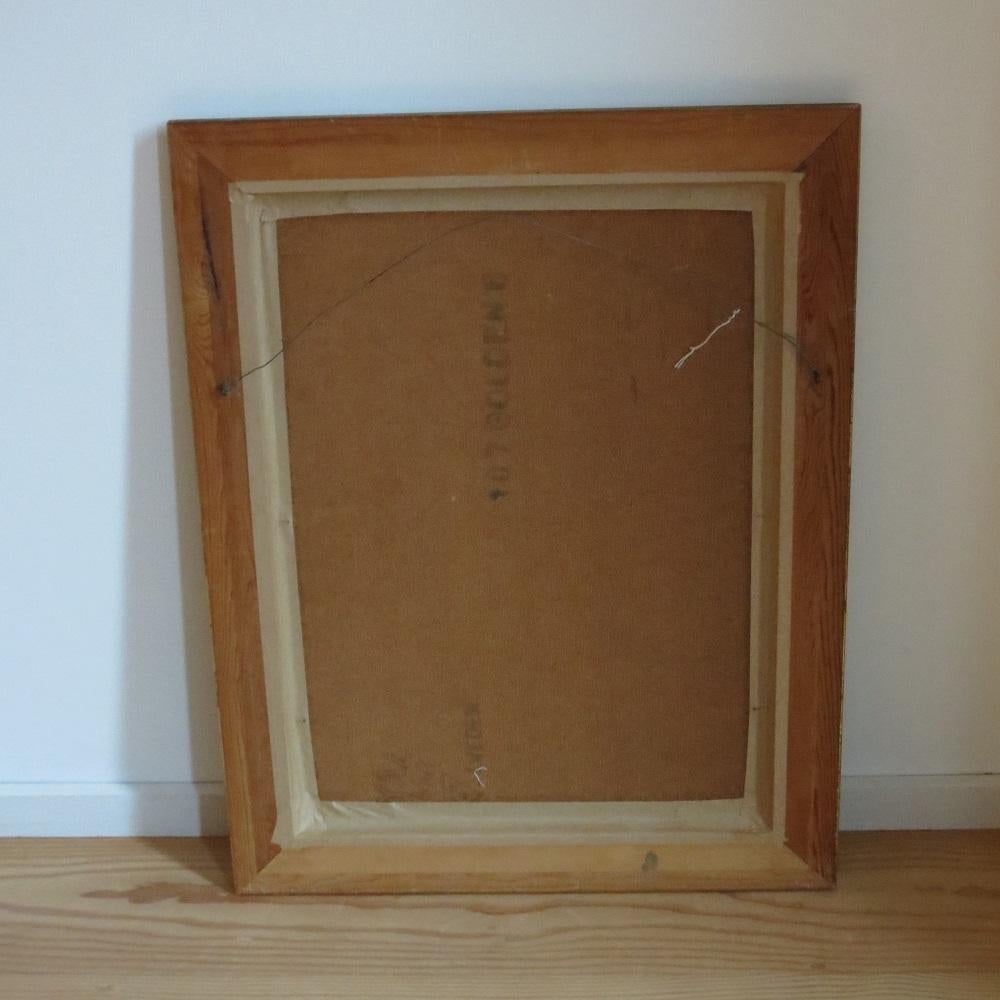 Scandinavian Swedish 1960s Wall Hanging Crewel Picture Wall Art Blue Green For Sale 2