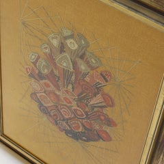 Scandinavian Swedish 1960s Wall Hanging Crewel Picture Wall Art