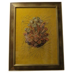 Vintage Scandinavian Swedish 1960s Wall Hanging Crewel Picture Wall Art