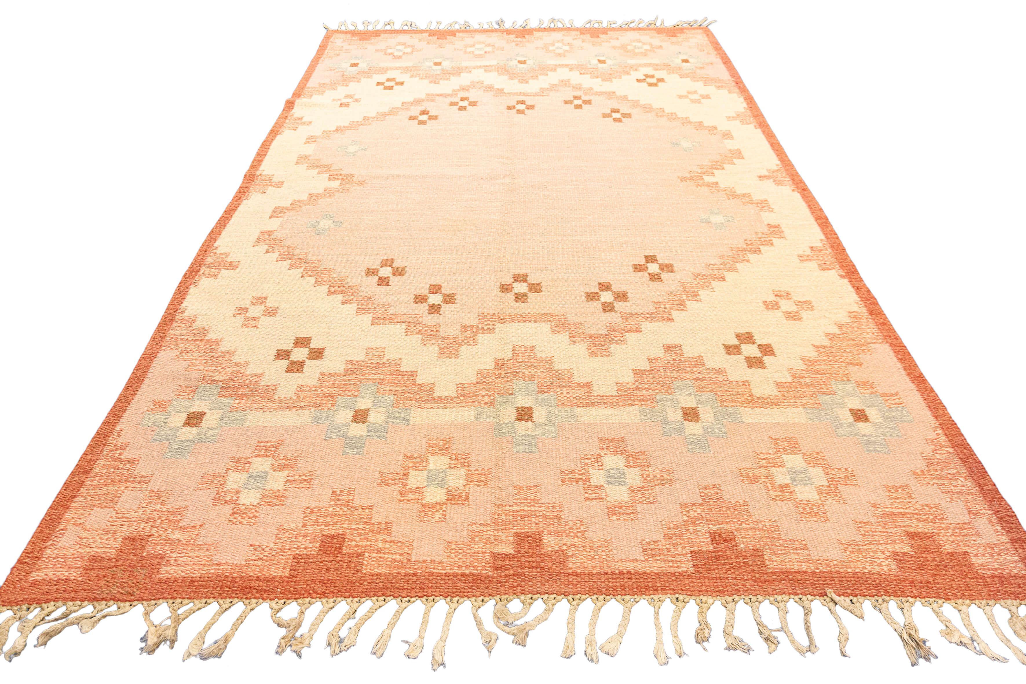 Hand-Crafted Scandinavian Rug Soft Color Palette For Sale