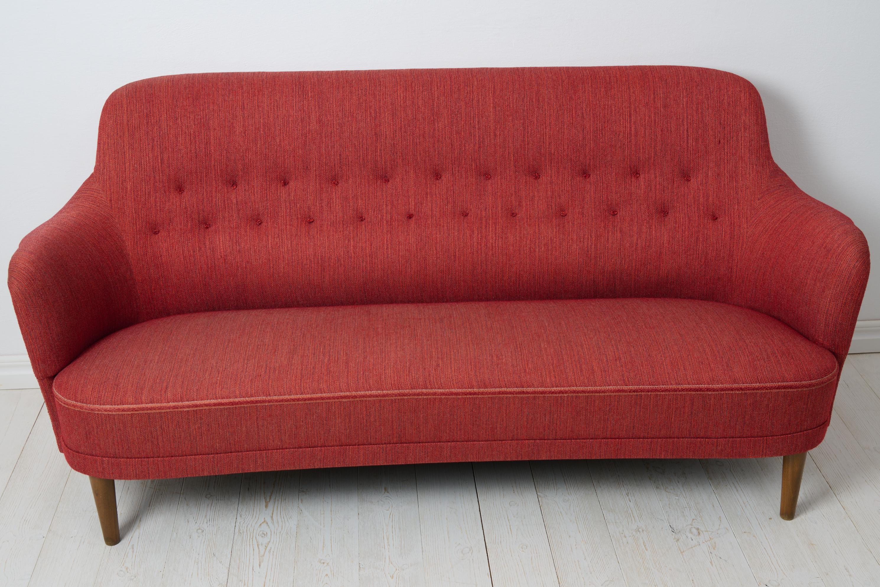 Fabric Scandinavian Swedish Modern Sofa “Samsas” by Carl Malmsten for O.H Sjögren For Sale