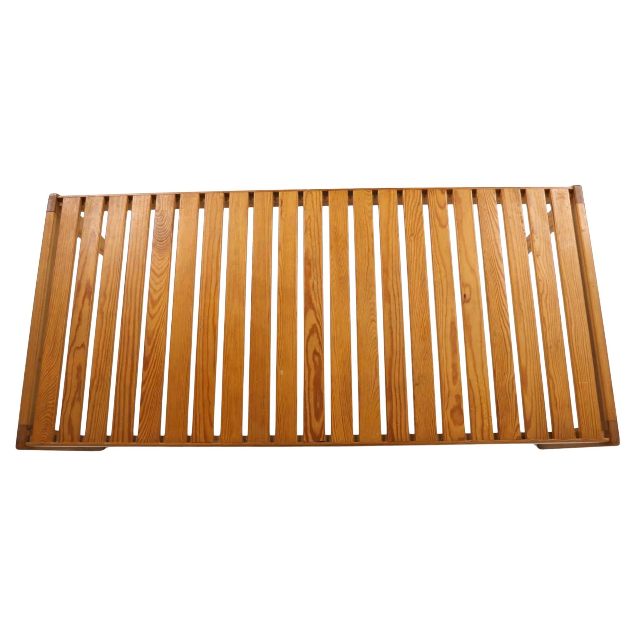 Woodwork Scandinavian Swedish Modern Solid Pine Slatted bench or coffee table For Sale