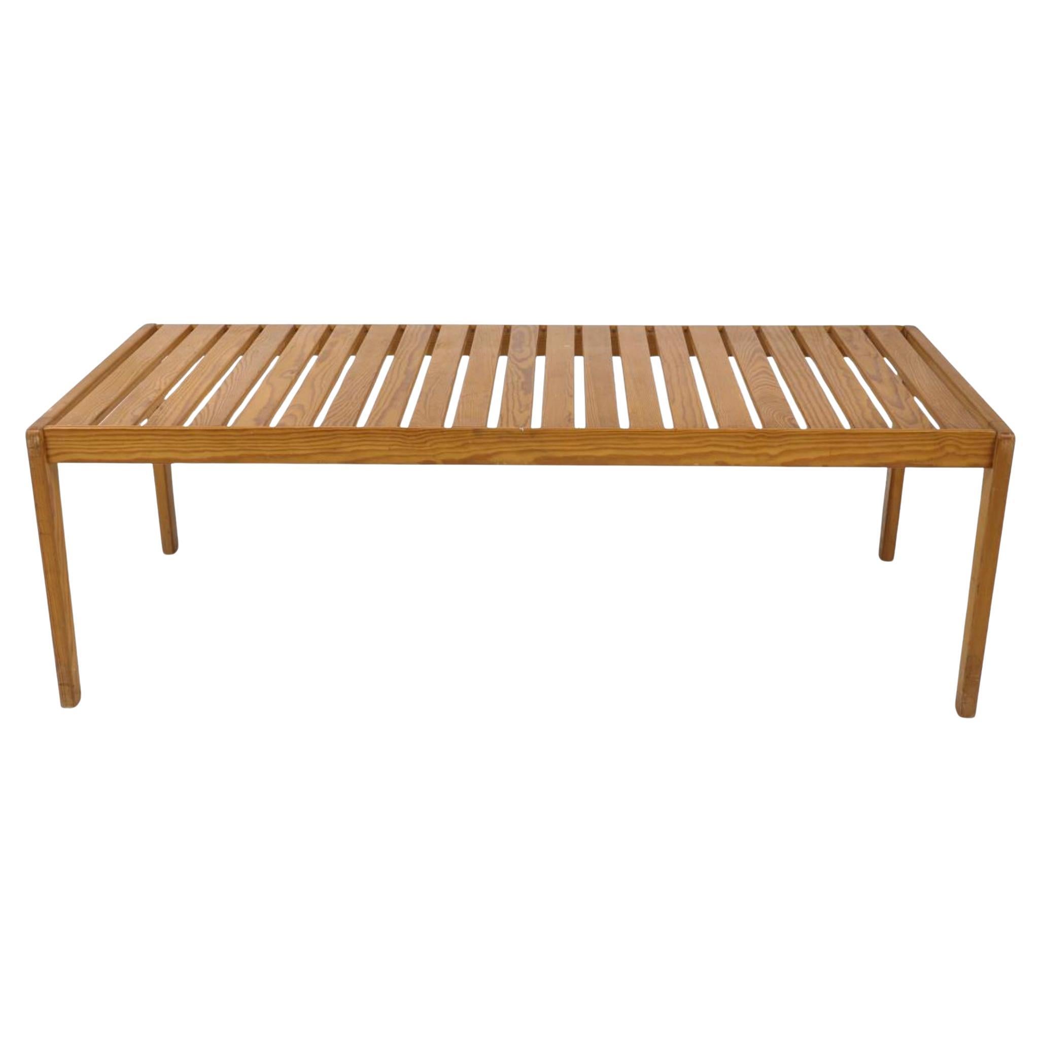 Scandinavian Swedish Modern Solid Pine Slatted bench or coffee table