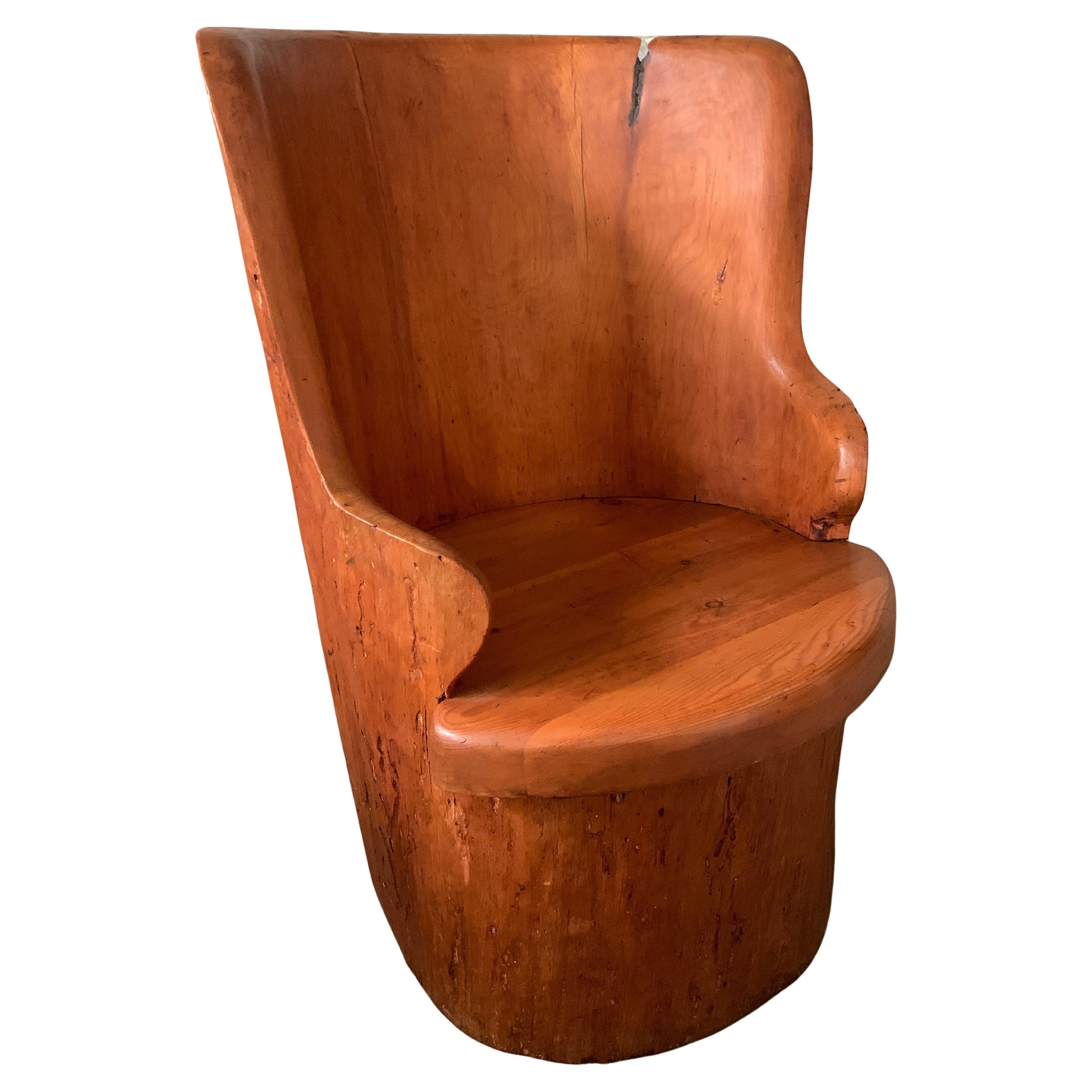 Scandinavian Swedish pine log stump chair "kubbstol" 1970s