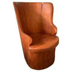 Silla escandinava de tronco de pino sueco "kubbstol" años 70