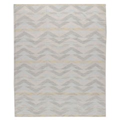 Tapis déco scandinave suédois tissé à plat ivoire souple bleu  8'x10'