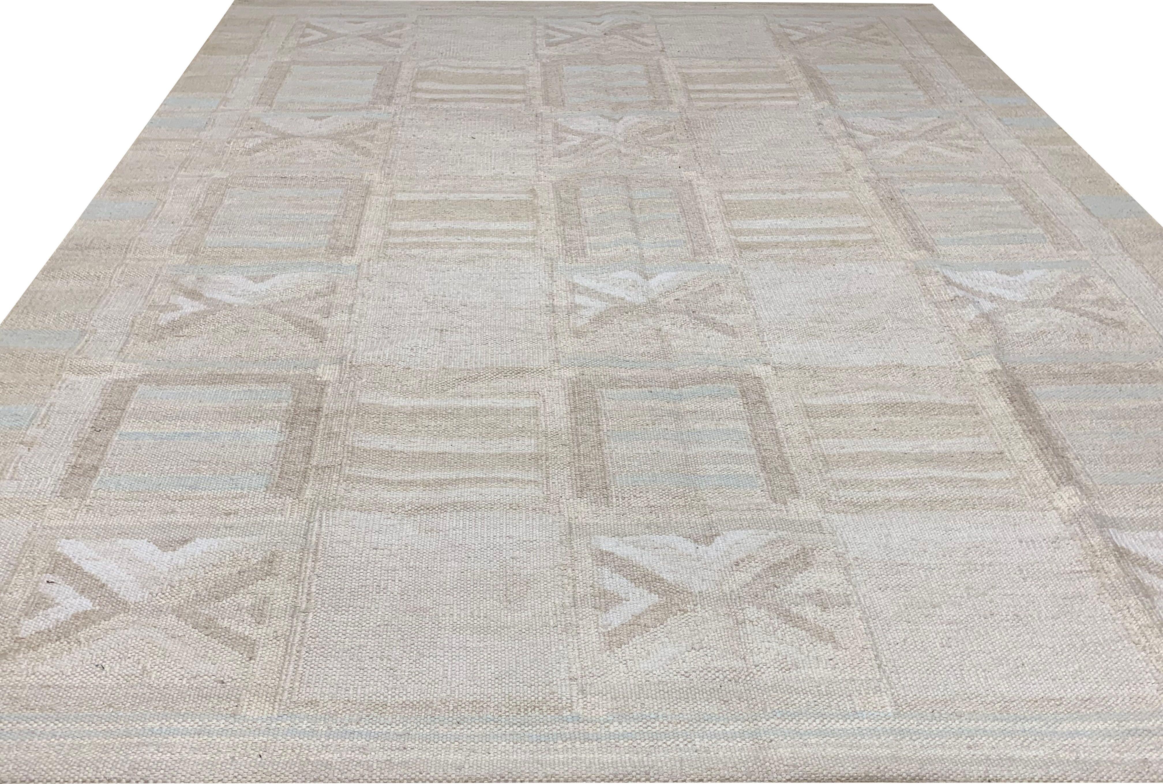 Kilim Scandinavo in stile svedese a trama piatta  Tappeto Deco  8' x 10' in vendita