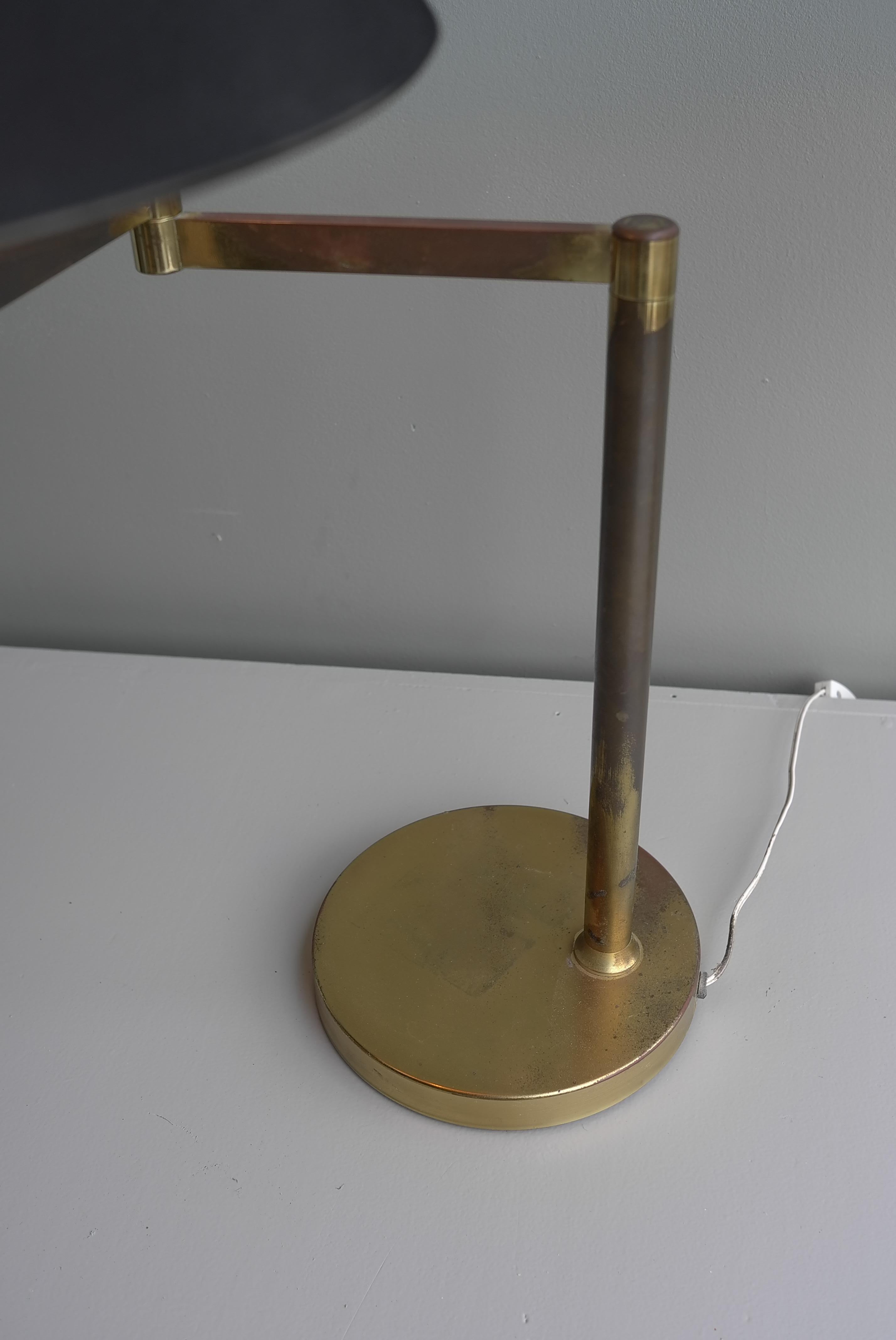 Scandinavian Swing Arm Mid-Century Modern Table Lamps in Brass For Sale 1