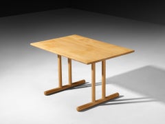 Scandinavian Table in Oak with Tubular Trestle Base