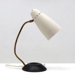 Scandinavian Modern Table Lamp with Brass & Ivory Shade, 1950