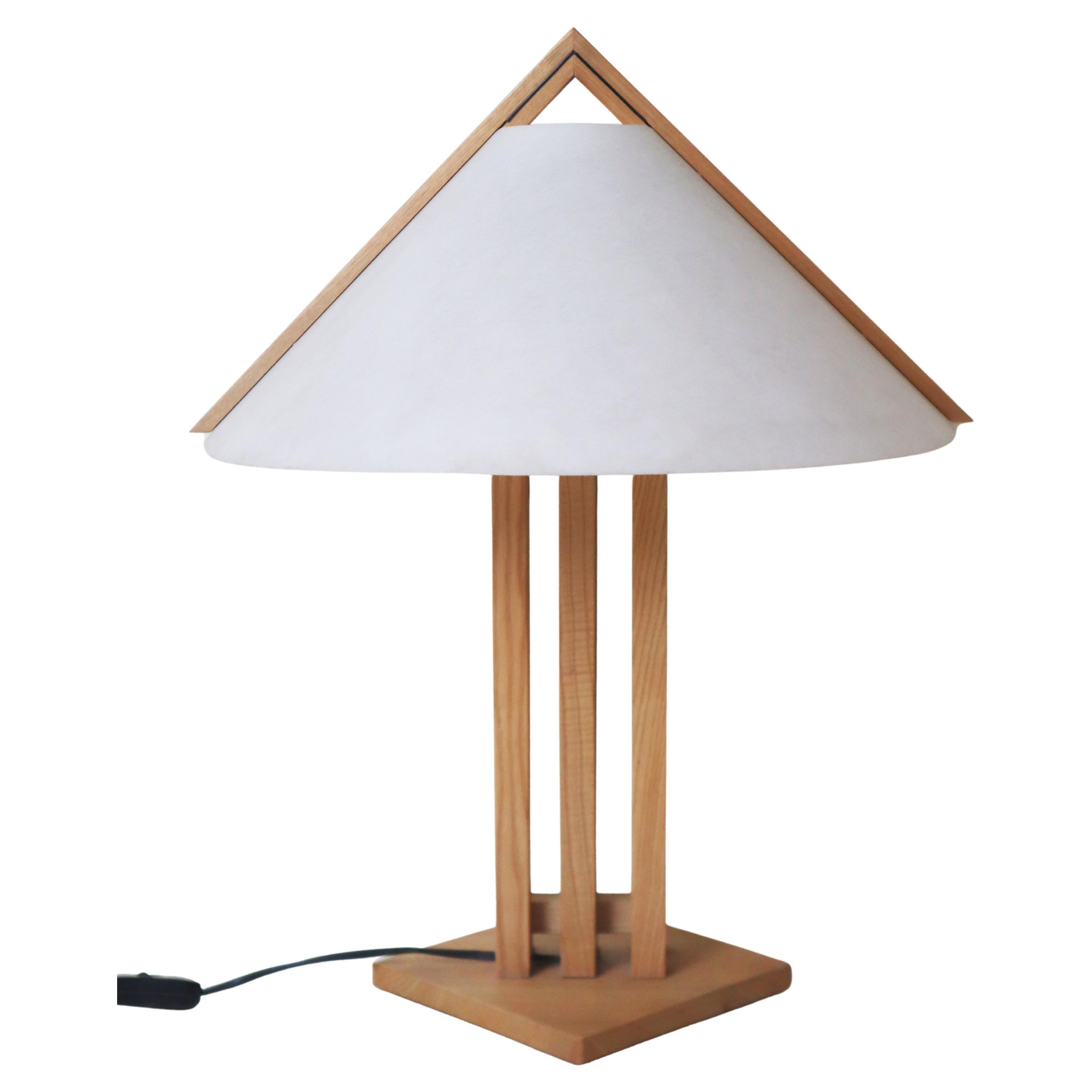 Scandinavian Table Lamp by Domus, Wood and Paper, Germany, 1980s For Sale