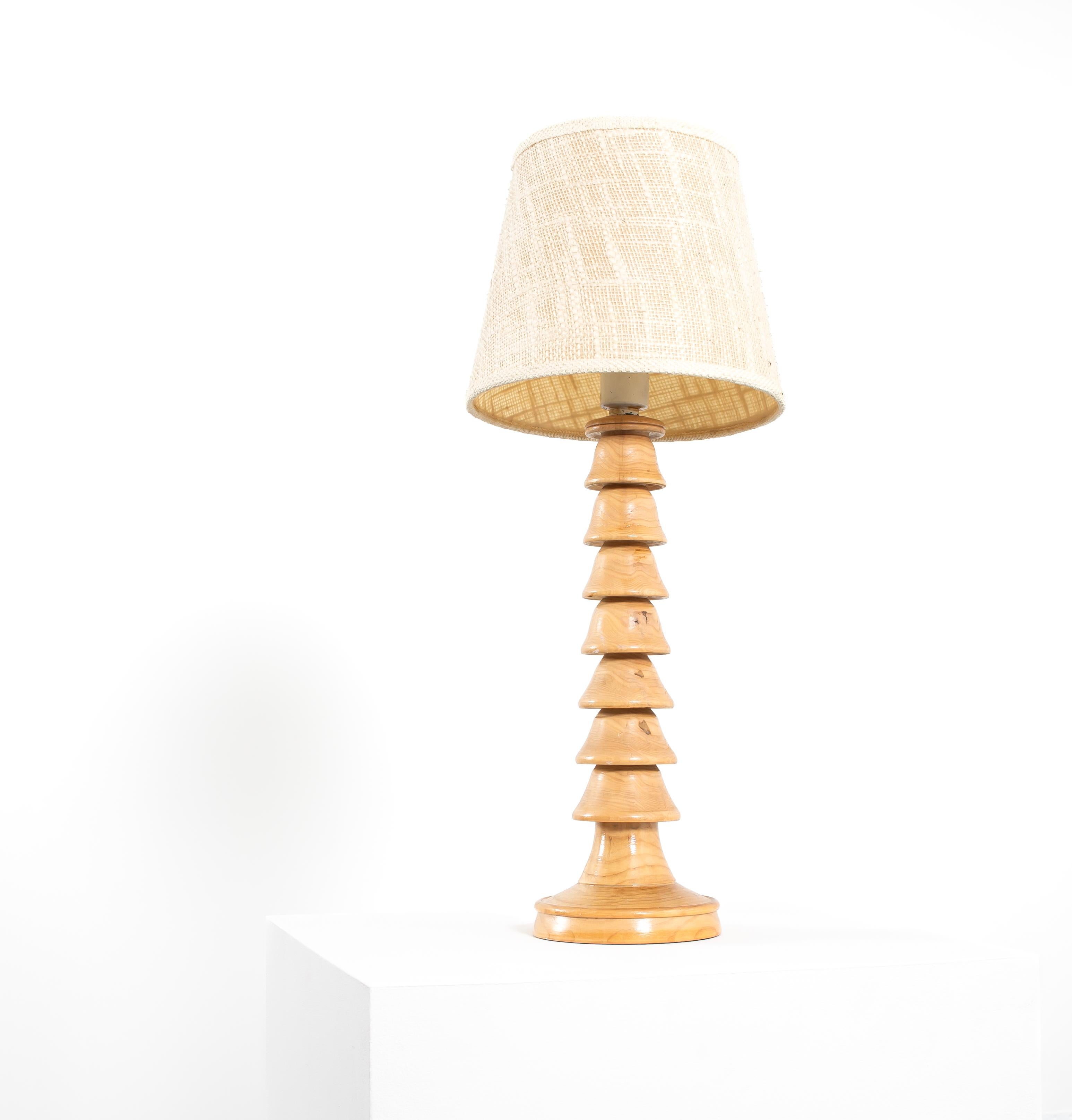Norwegian Scandinavian Table Lamp in Birch, 1970s For Sale