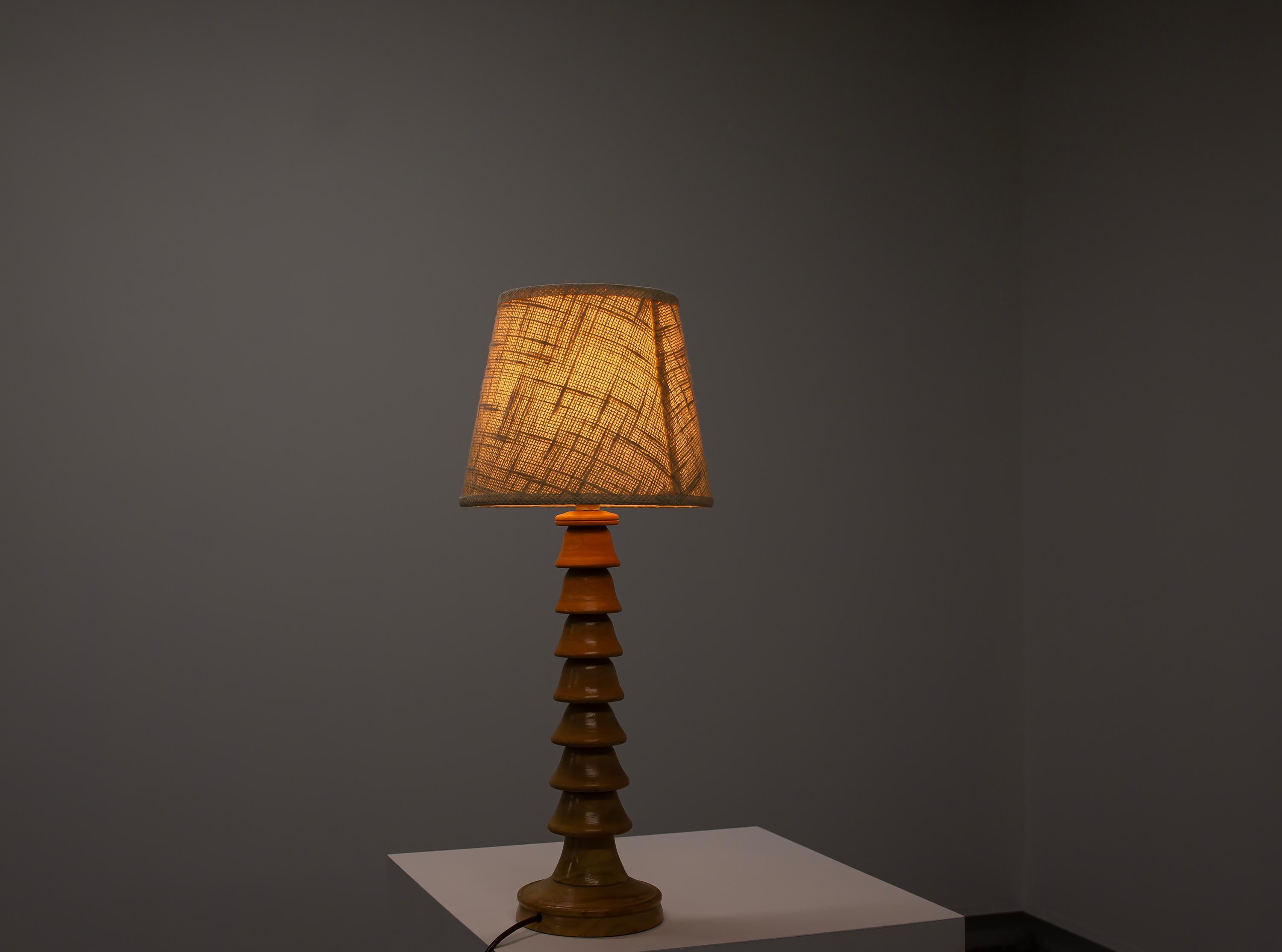 Scandinavian Table Lamp in Birch, 1970s For Sale 2