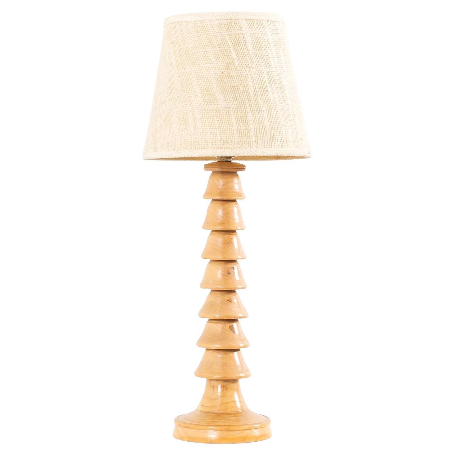 Scandinavian Table Lamp in Birch, 1970s