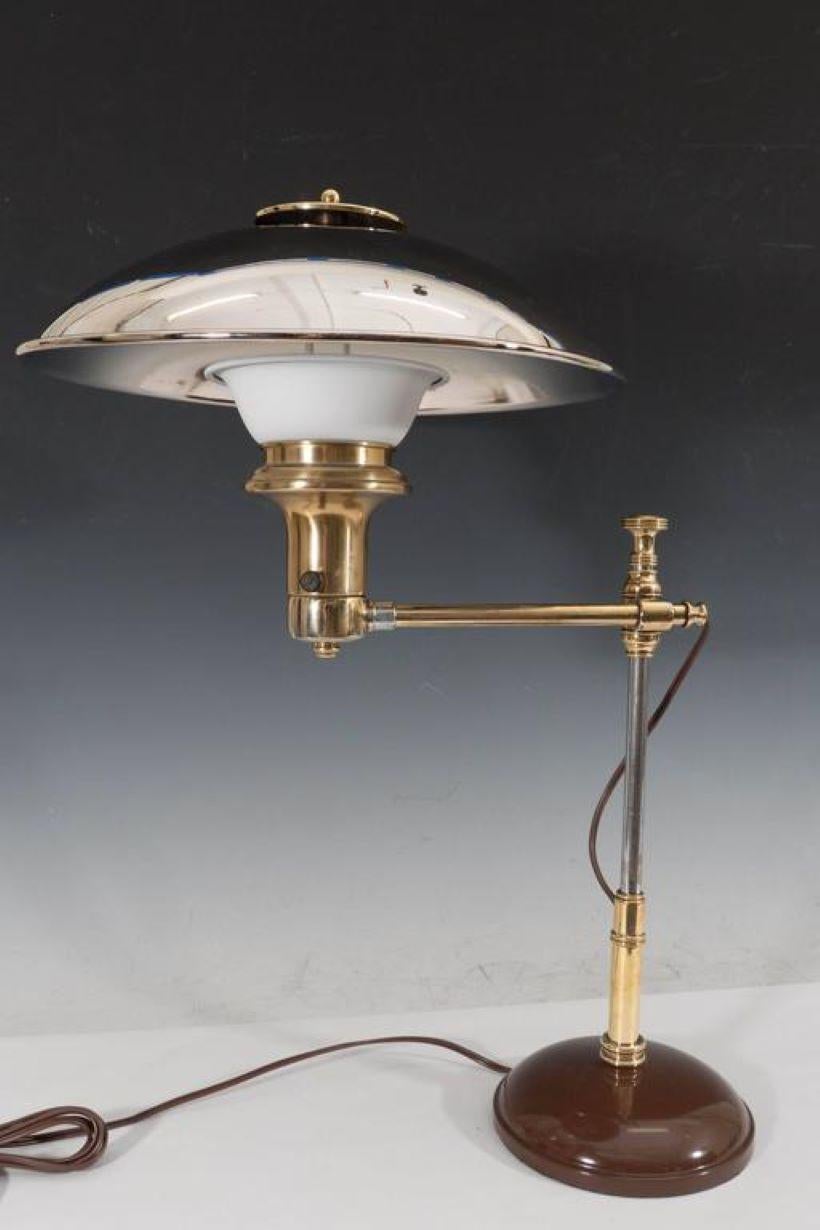 Metal Scandinavian Table Lamp in Chromed Brass, 1940s