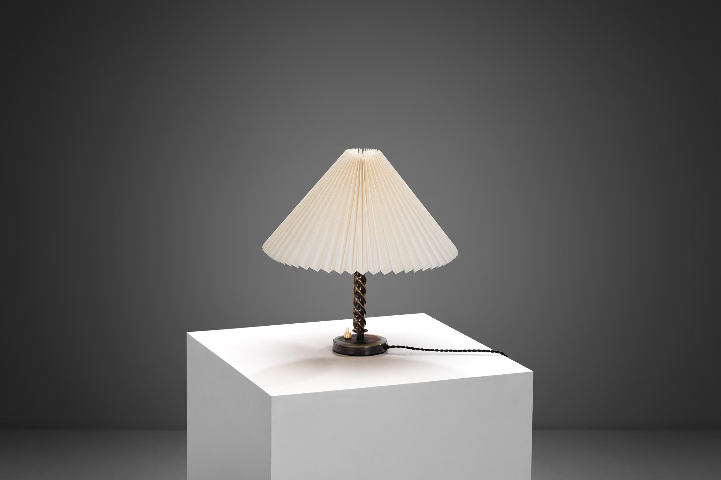 Scandinavian Table Lamp with Pleated Empire Lampshade, Scandinavia ca 1940s 1