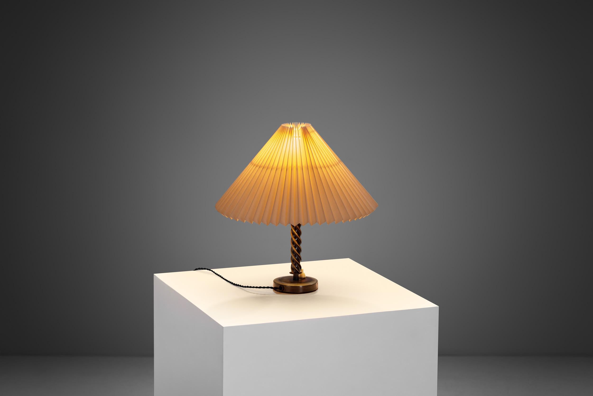 Scandinavian Table Lamp with Pleated Empire Lampshade, Scandinavia ca 1940s 2
