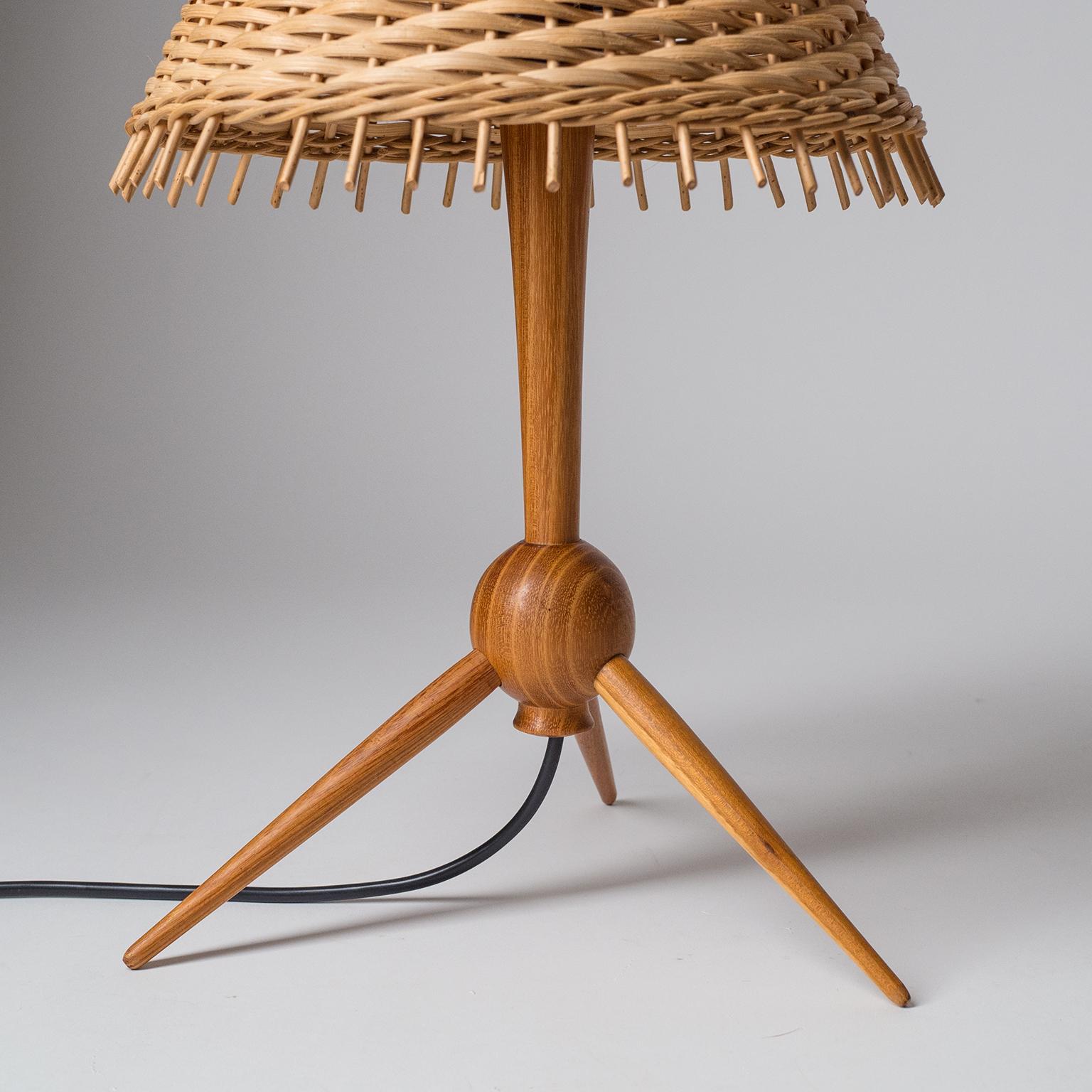 Scandinavian Modern Scandinavian Table Lamps, 1960s, Teak and Rattan